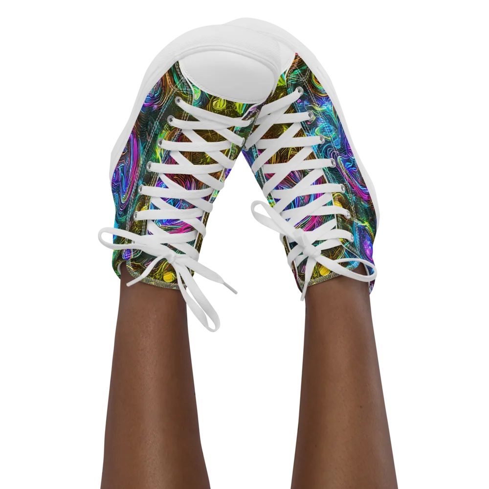 Chromatic Wildflower on Women's High Top Canvas Shoes — Front
