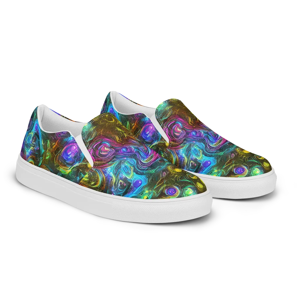 Chromatic Wildflower on Men's Slip-On Canvas Shoes — Right Front