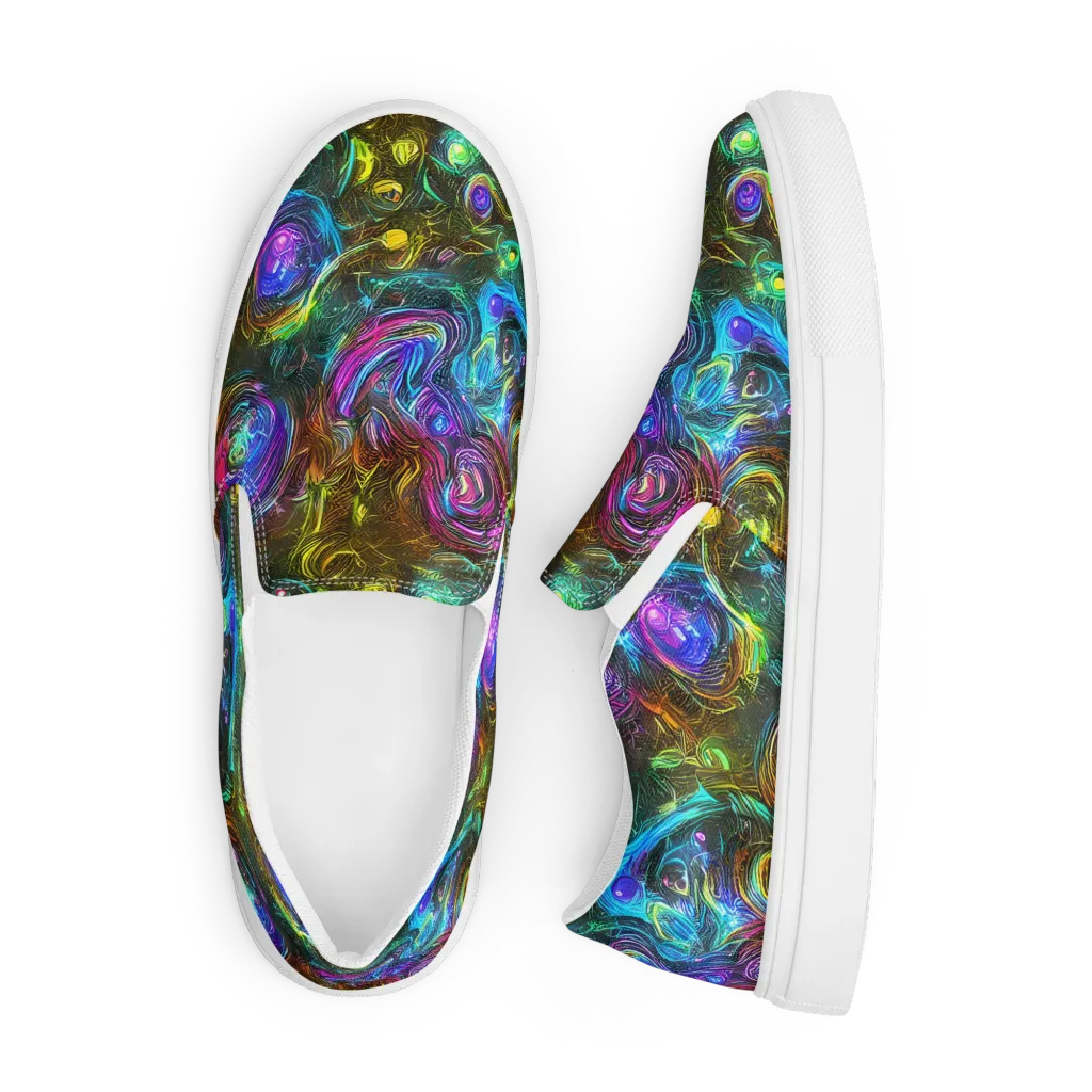 Chromatic Wildflower on Men's Slip-On Canvas Shoes — Front