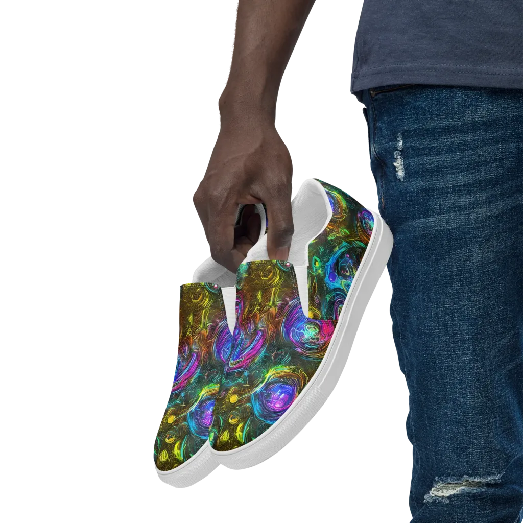 Chromatic Wildflower on Men's Slip-On Canvas Shoes — Left Front