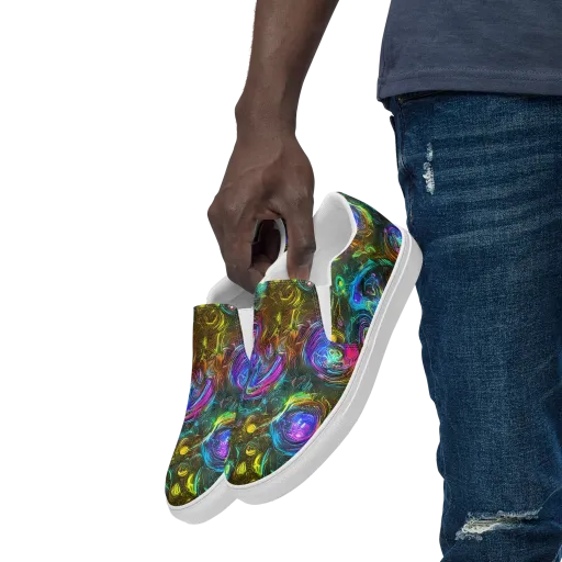 Chromatic Wildflower on a Men's Slip-On Canvas Shoes