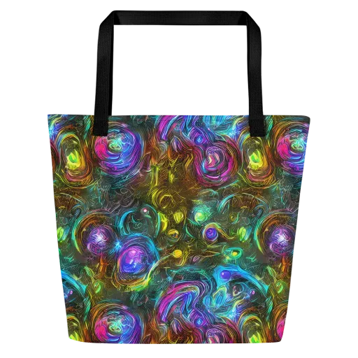 Chromatic Wildflower on a Large Tote Bag W/ Pocket