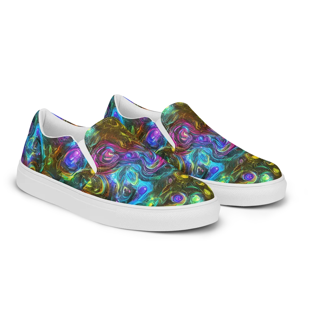 Chromatic Wildflower on Women's Slip-On Canvas Shoes — Right Front