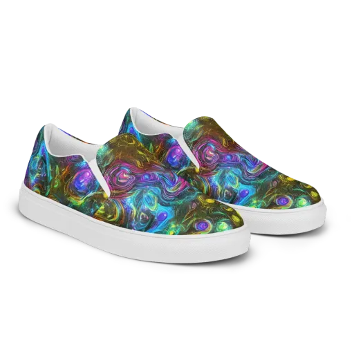 Chromatic Wildflower on a Women's Slip-On Canvas Shoes