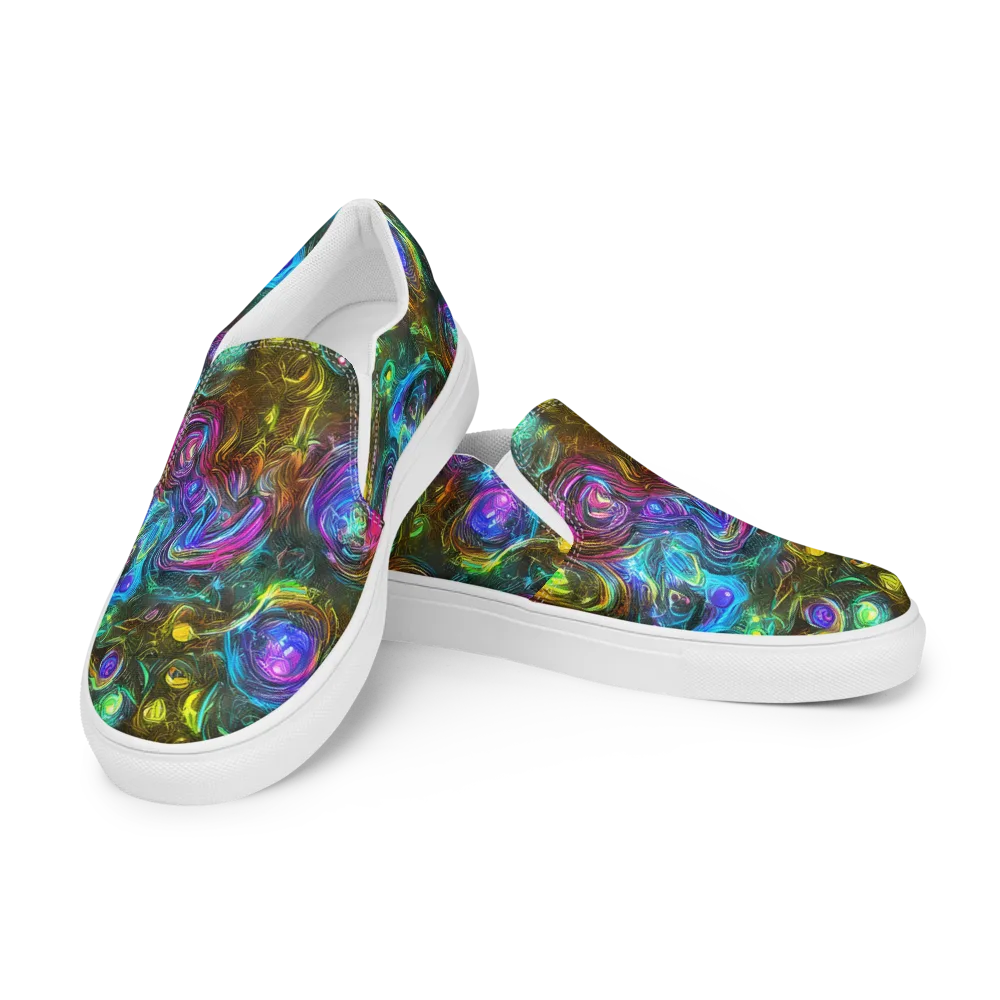 Chromatic Wildflower on Women's Slip-On Canvas Shoes — Left Front