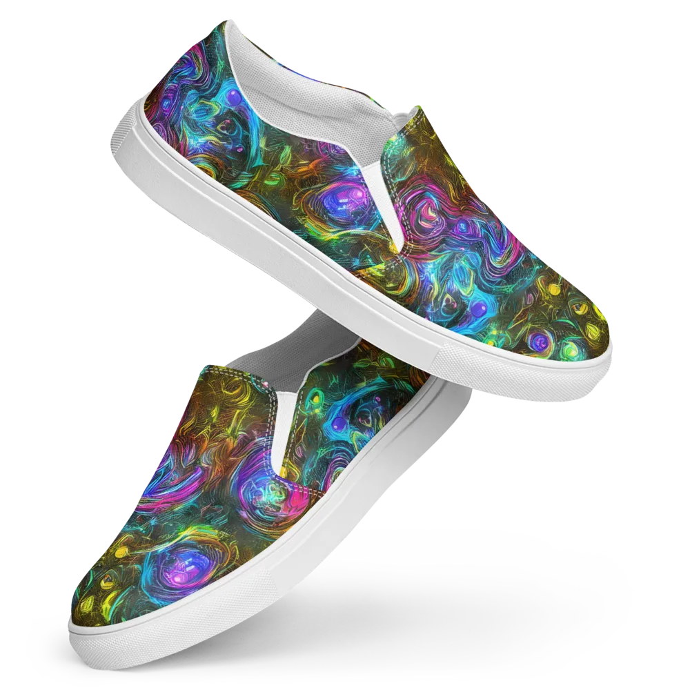 Chromatic Wildflower on Women's Slip-On Canvas Shoes — Front