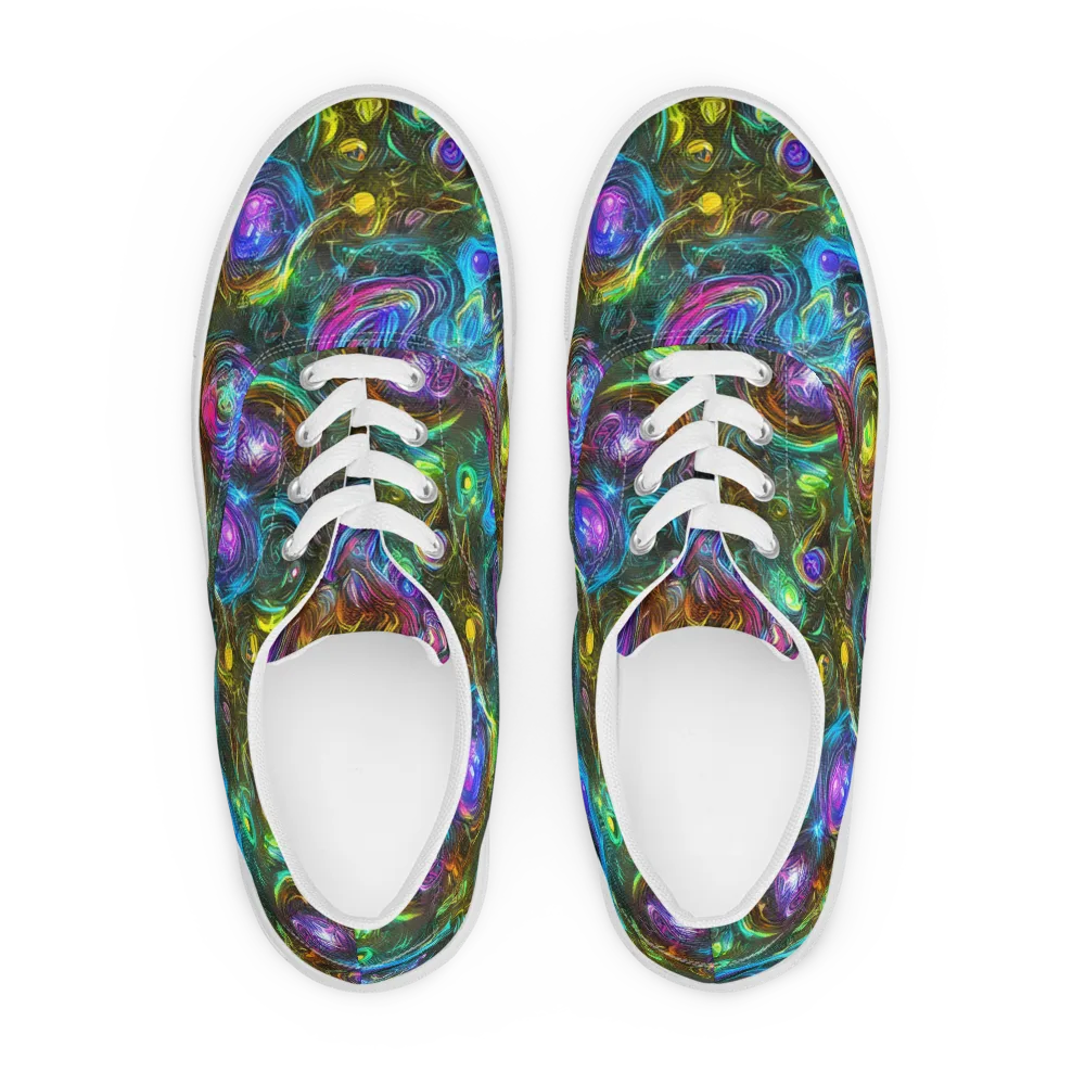 Chromatic Wildflower on Men's Lace-Up Canvas Shoes — Front