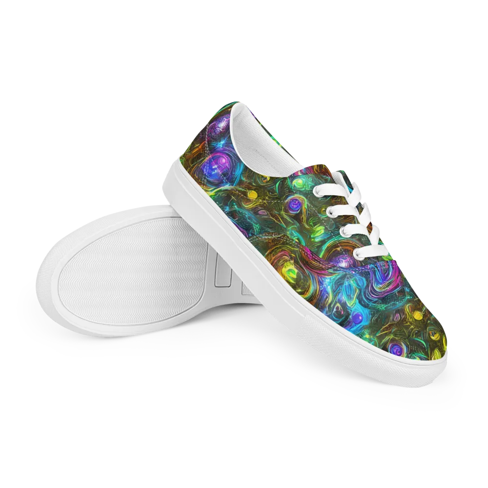 Chromatic Wildflower on Men's Lace-Up Canvas Shoes — Right Front