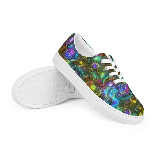 Chromatic Wildflower on a Men's Lace-Up Canvas Shoes