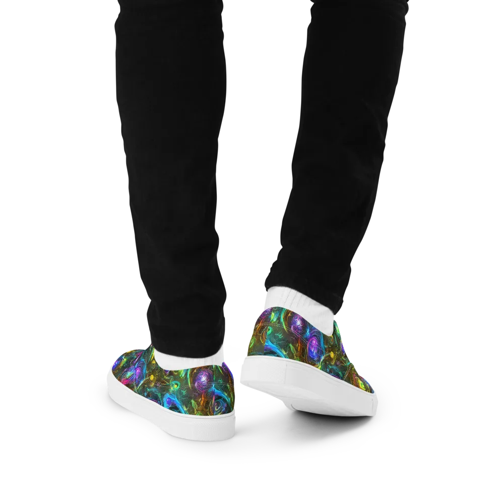 Chromatic Wildflower on Men's Lace-Up Canvas Shoes — Back