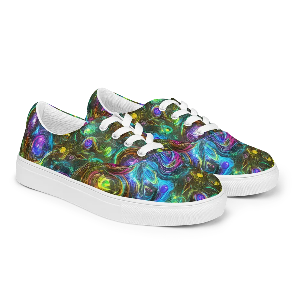 Chromatic Wildflower on Men's Lace-Up Canvas Shoes — Right Front