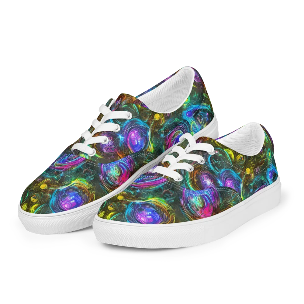 Chromatic Wildflower on Men's Lace-Up Canvas Shoes — Left Front