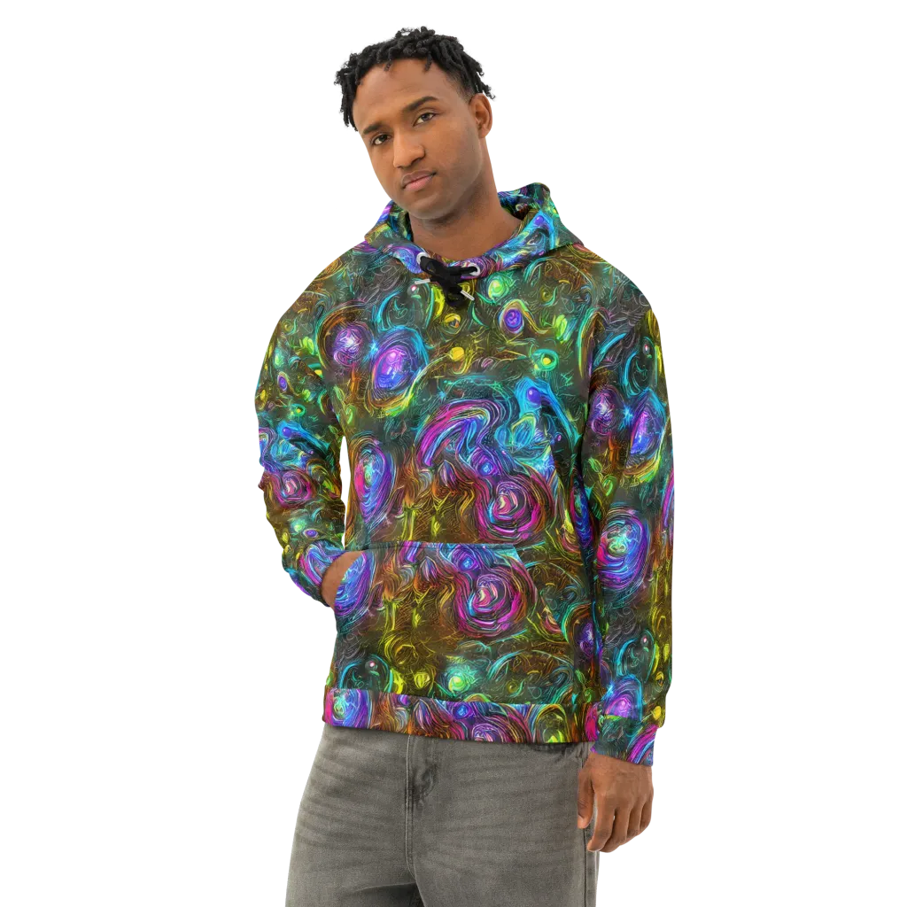 Chromatic Wildflower on Cotton Hoodie — Left Front