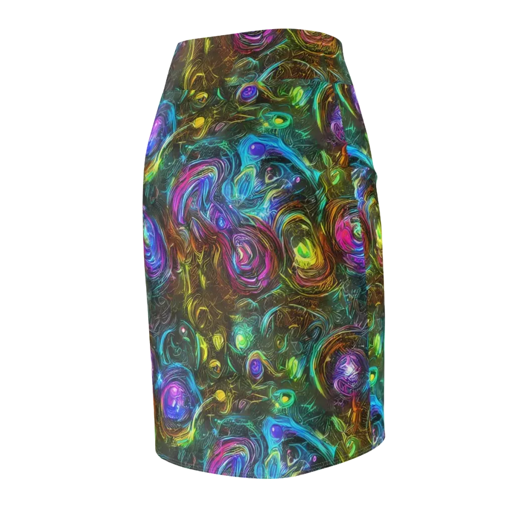 Chromatic Wildflower on Pencil Skirt — Back Side