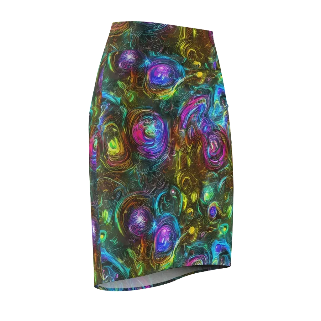 Chromatic Wildflower on Pencil Skirt — Front Side