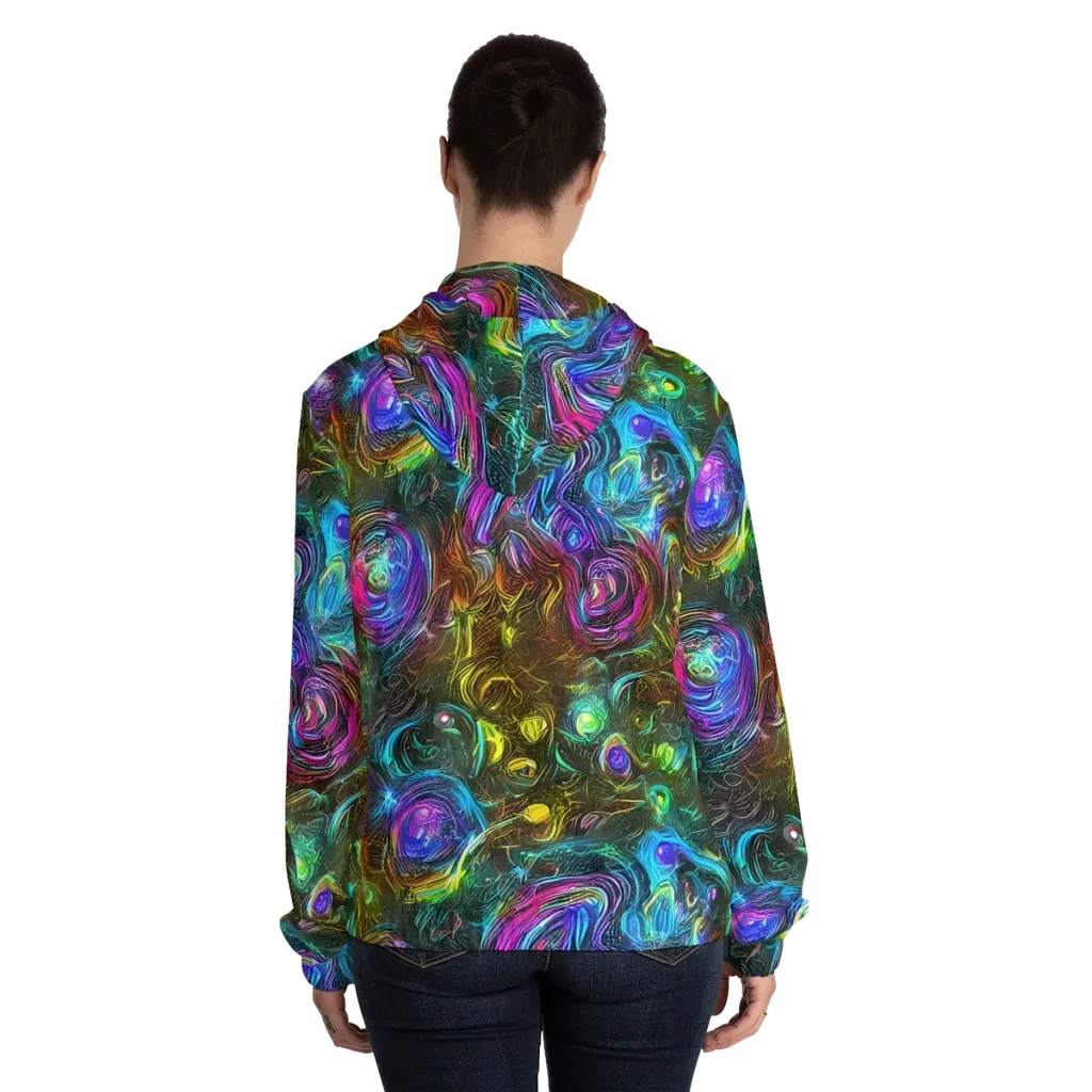 Chromatic Wildflower on Women's Full-Zip Hoodie — Back On Person