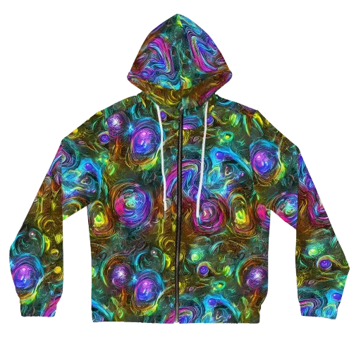 Chromatic Wildflower on a Women's Full-Zip Hoodie