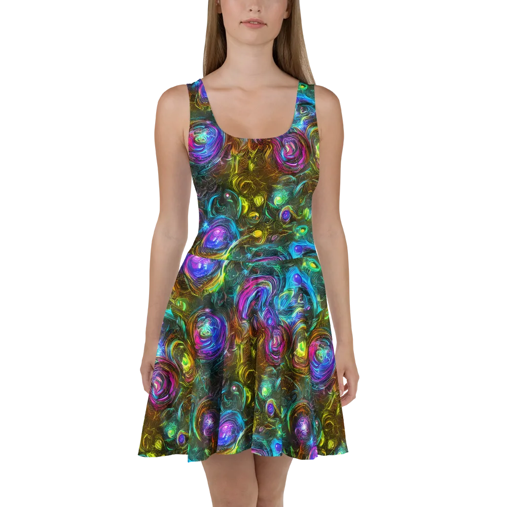 Chromatic Wildflower on Skater Dress — Front