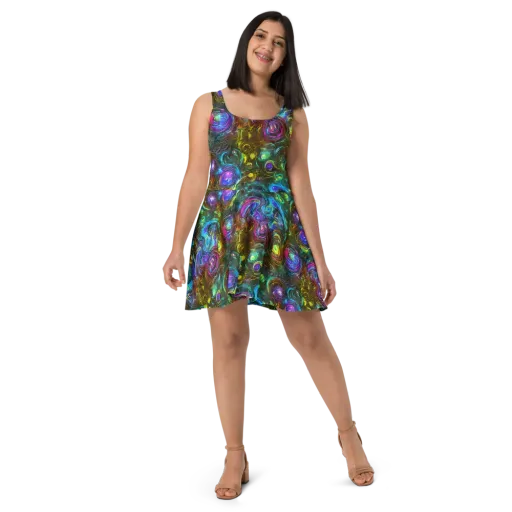 Chromatic Wildflower on a Skater Dress