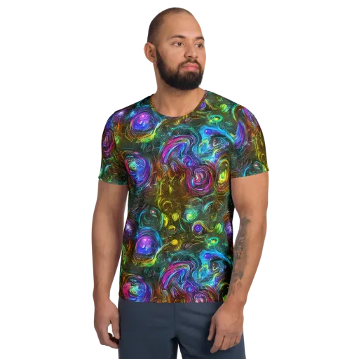 Chromatic Wildflower on a Men's Athletic T-Shirt