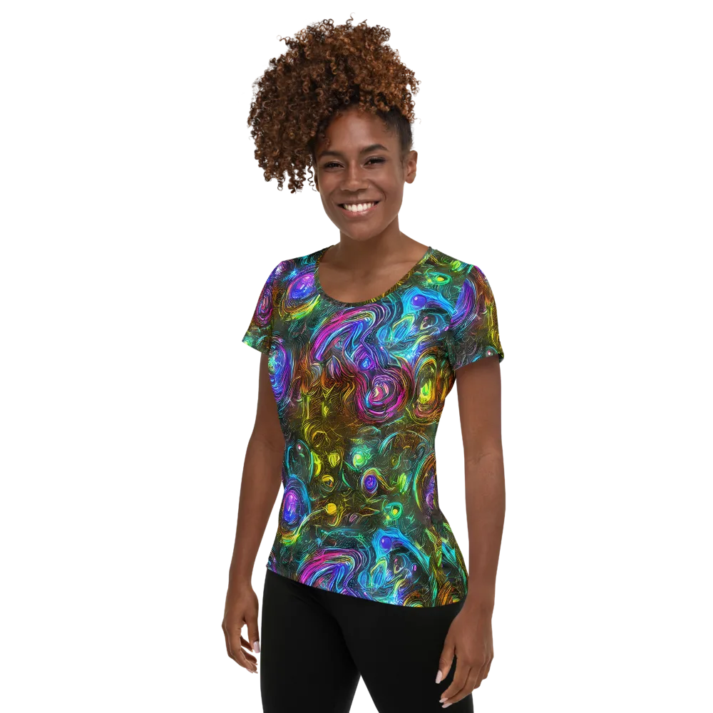 Chromatic Wildflower on Women's Athletic T-Shirt — Left