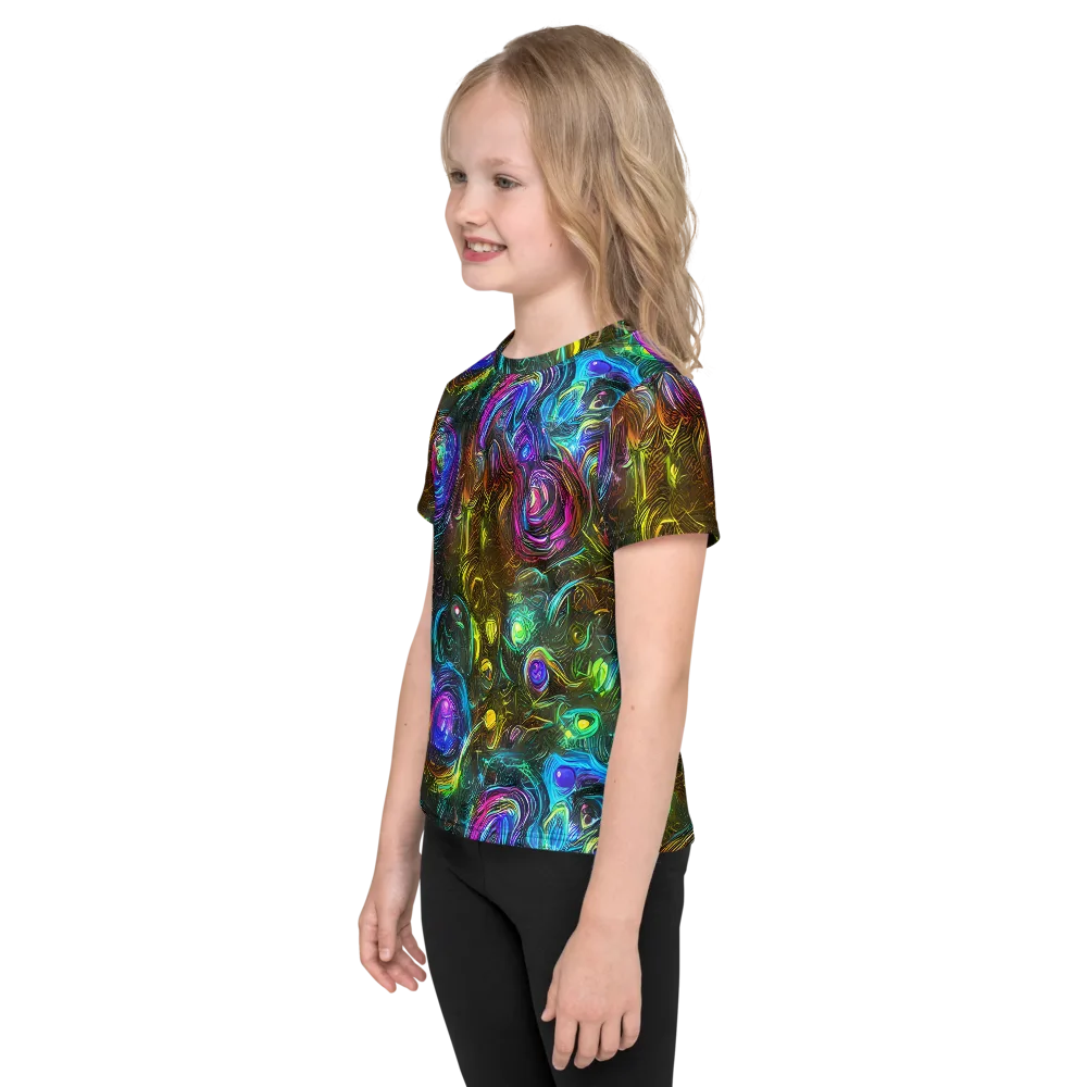 Chromatic Wildflower on Kids Crew Neck T-Shirt — Left