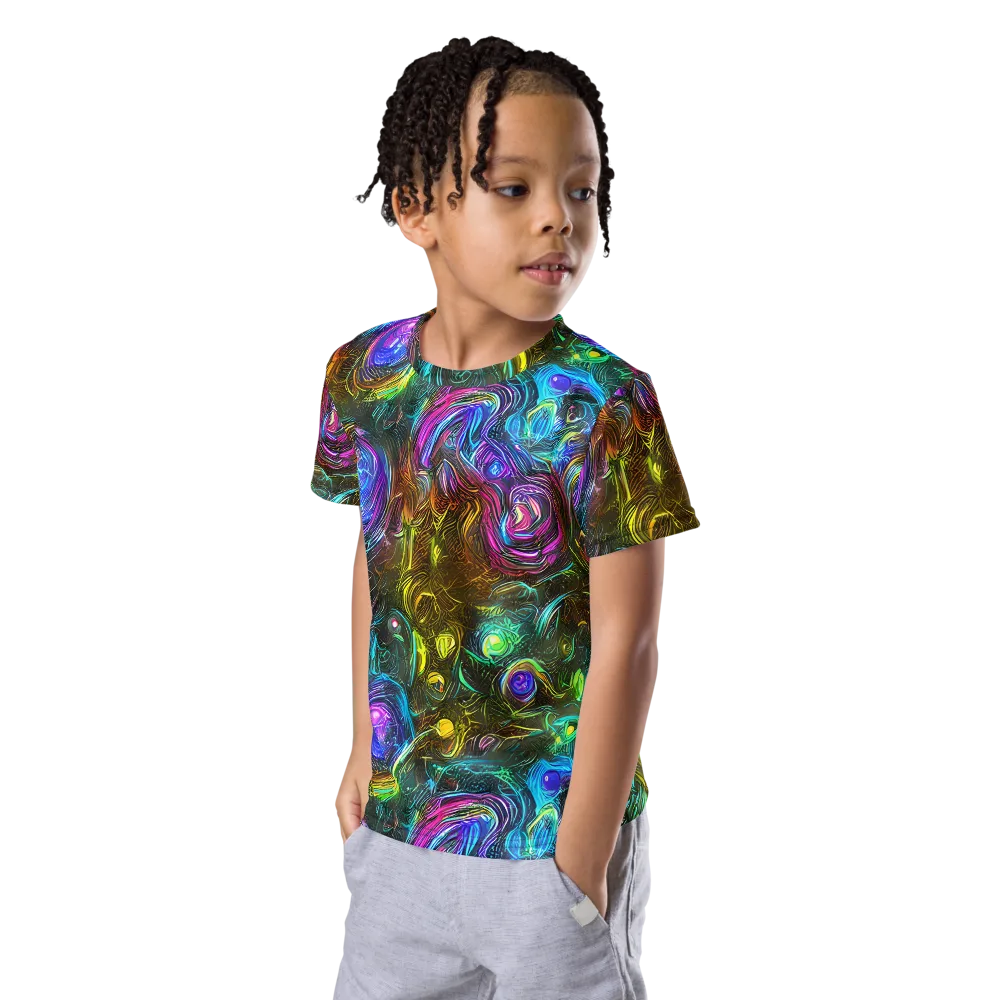 Chromatic Wildflower on Kids Crew Neck T-Shirt — Left Front