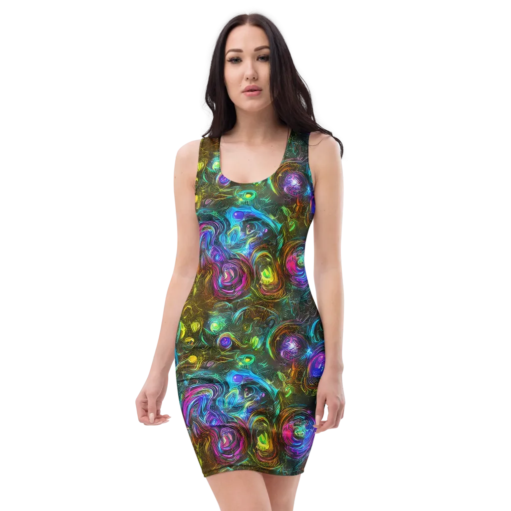 Chromatic Wildflower on Bodycon Dress — Front