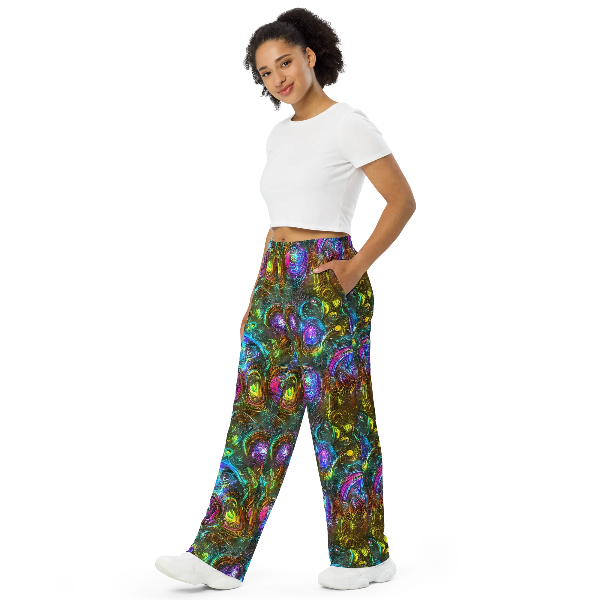 Chromatic Wildflower on Wide-Leg Pants — Left Front