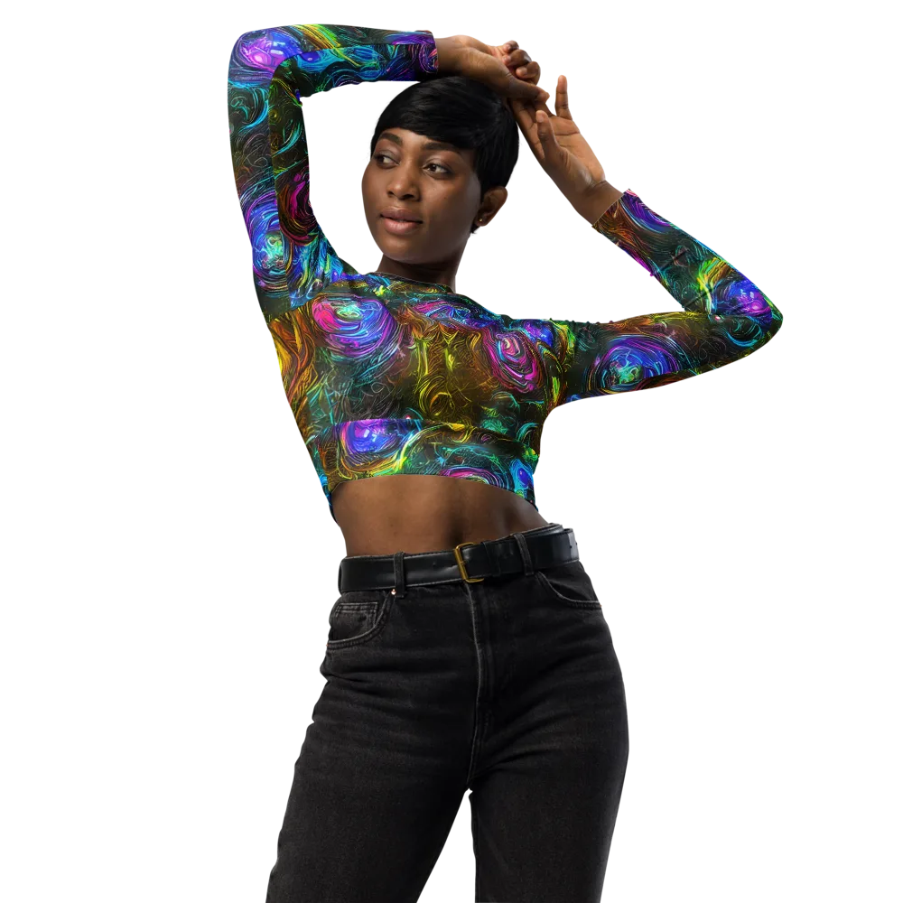 Chromatic Wildflower on Long Sleeve Crop Top — Front