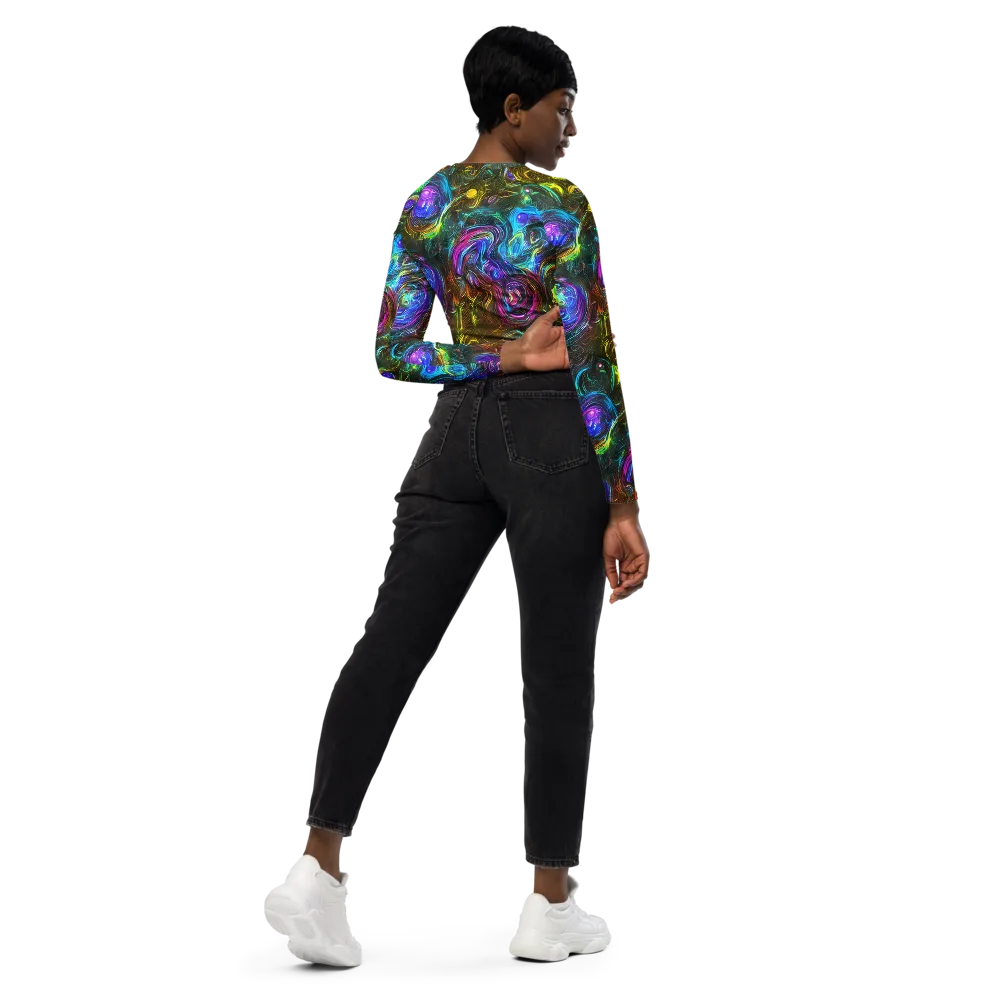Chromatic Wildflower on Long Sleeve Crop Top — Right Back