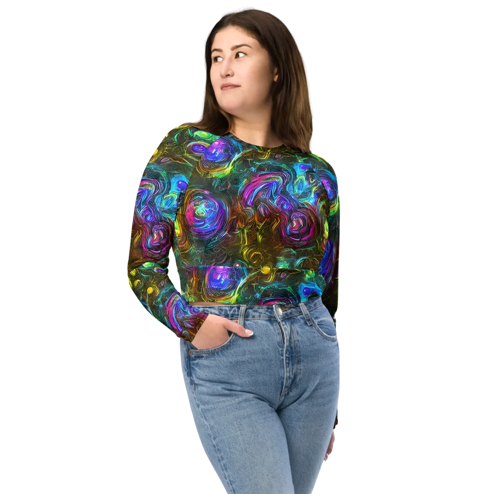 Chromatic Wildflower on Long Sleeve Crop Top — Front