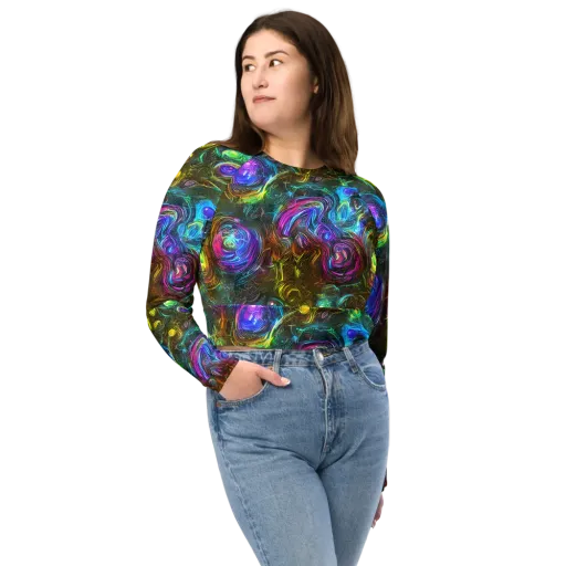 Chromatic Wildflower on a Long Sleeve Crop Top