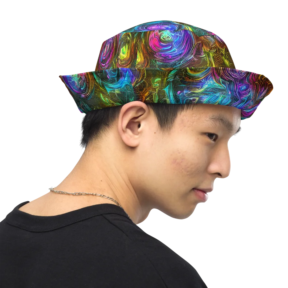 Chromatic Wildflower on Reversible Bucket Hat — Right Outside