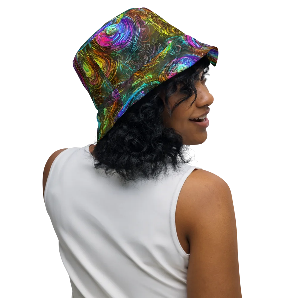 Chromatic Wildflower on Reversible Bucket Hat — Right Outside