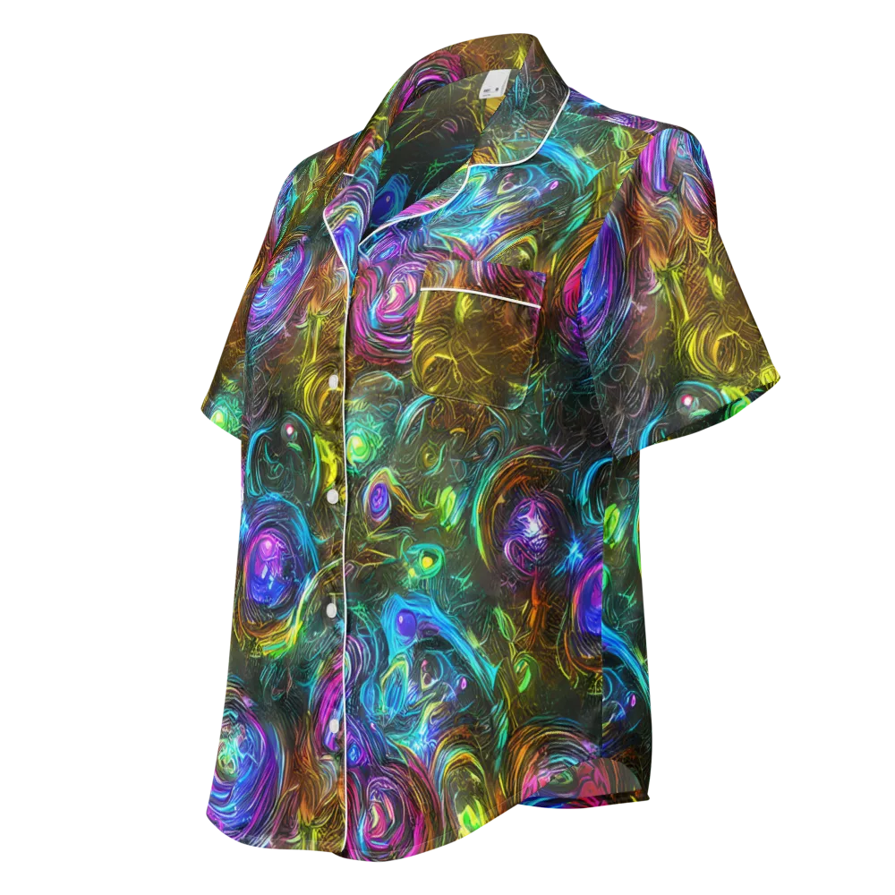 Chromatic Wildflower on Women's Short Sleeve Pajama Top — Left Front