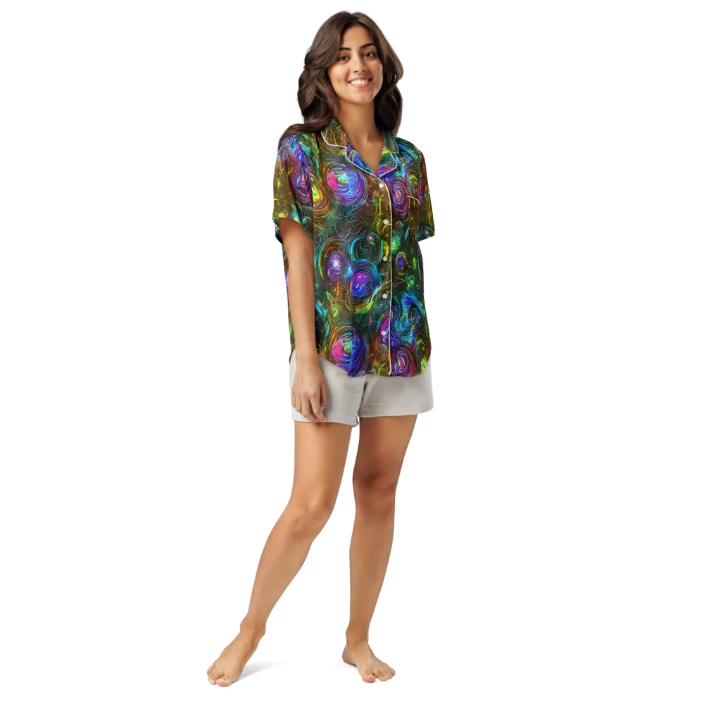 Chromatic Wildflower on Women's Short Sleeve Pajama Top — Front