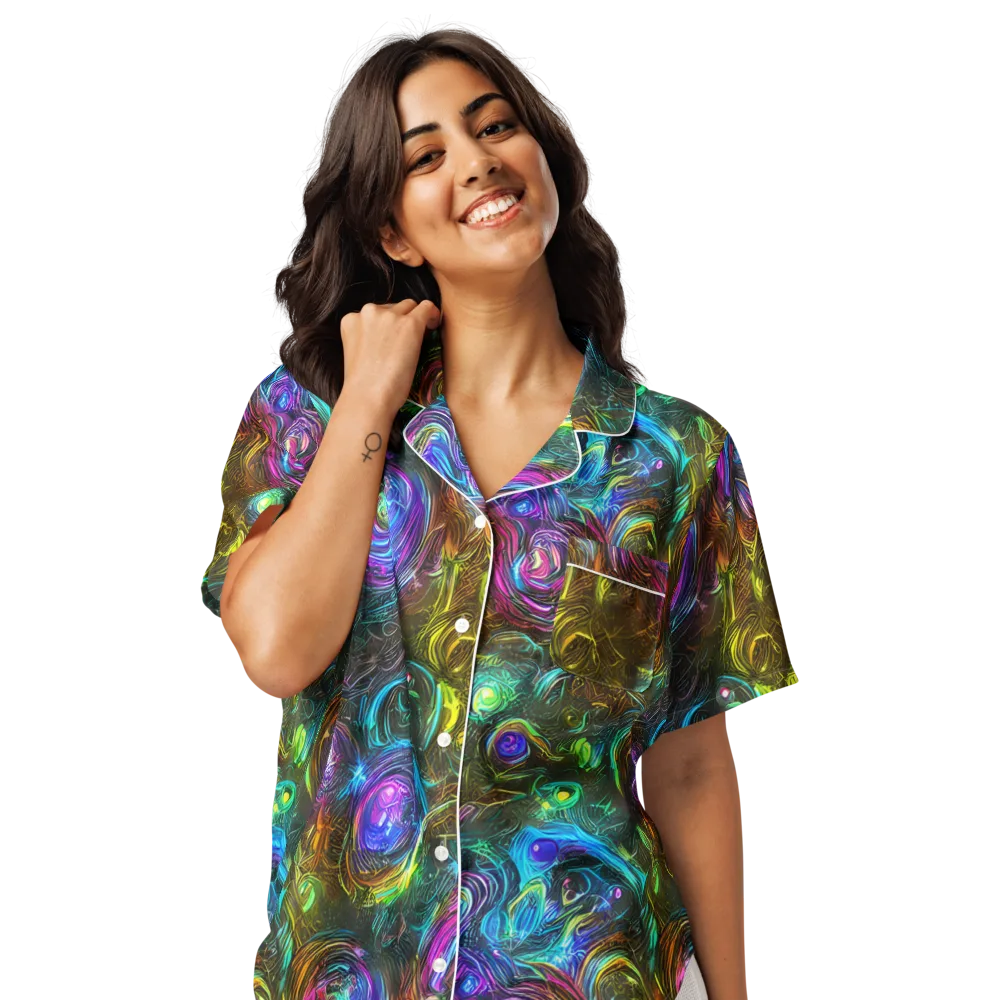 Chromatic Wildflower on Women's Short Sleeve Pajama Top — Front