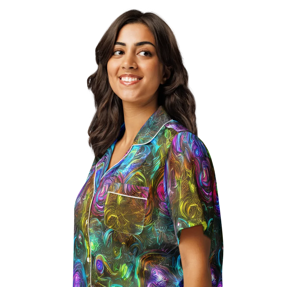 Chromatic Wildflower on Women's Short Sleeve Pajama Top — Left Front