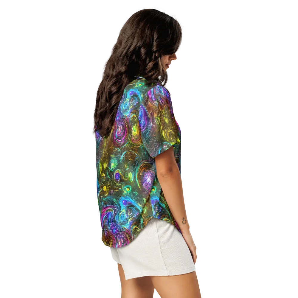Chromatic Wildflower on Women's Short Sleeve Pajama Top — Right Back