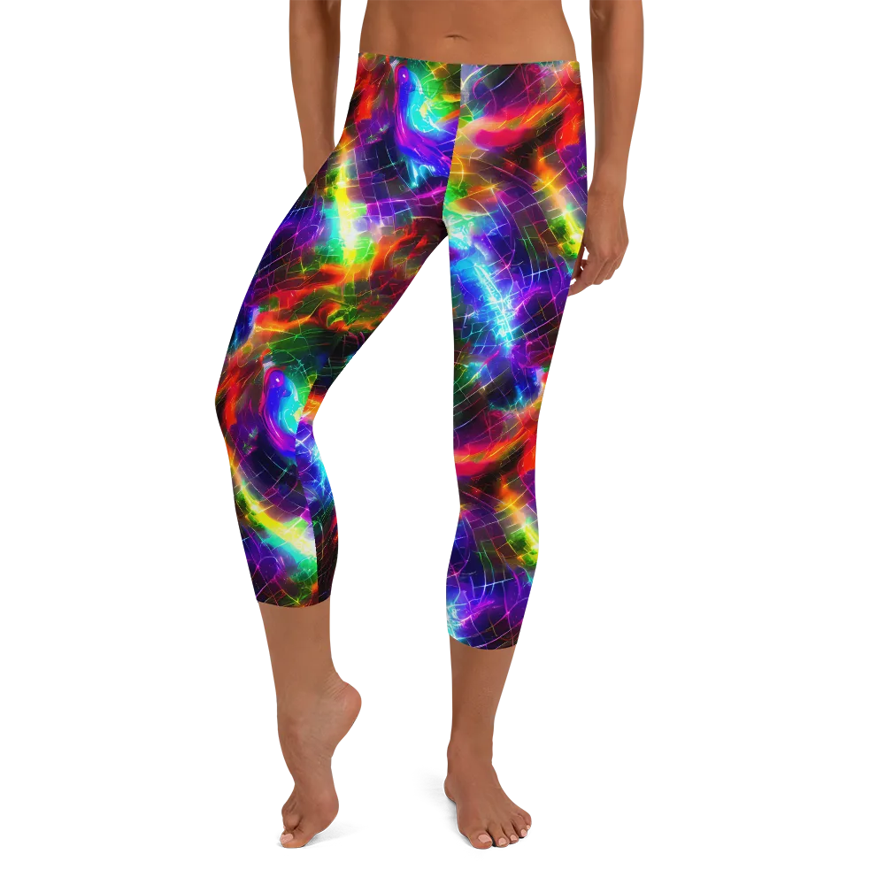 Shattered Spectrum on Capri Leggings — Front