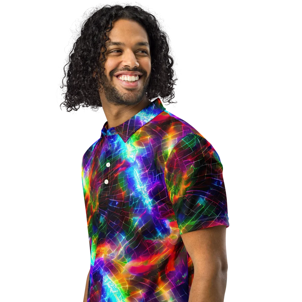 Shattered Spectrum on Men's Slim Fit Polo Shirt — Left Front