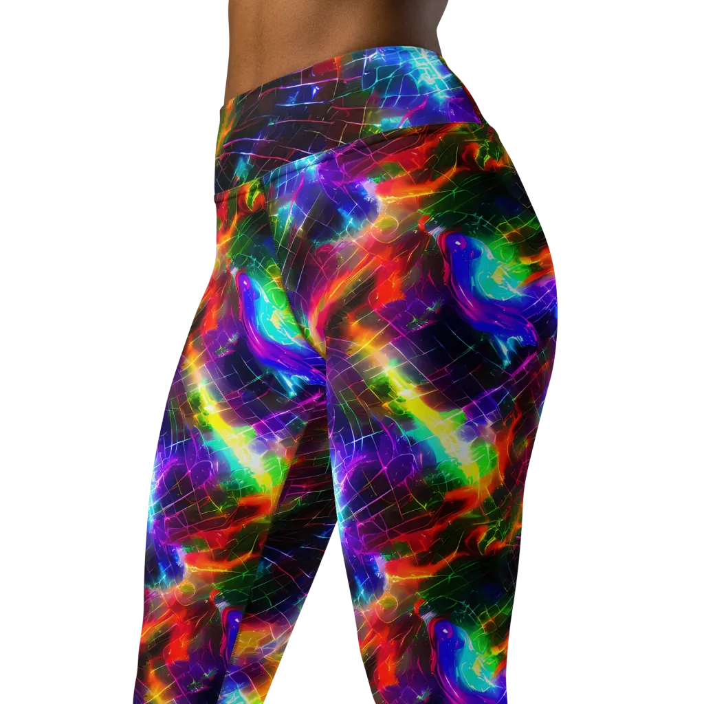 Shattered Spectrum on Yoga Leggings — Left Front