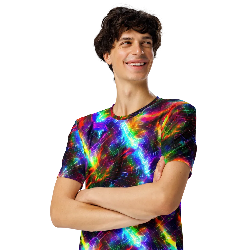 Shattered Spectrum on Men's Crew Neck T-Shirt — Left Front