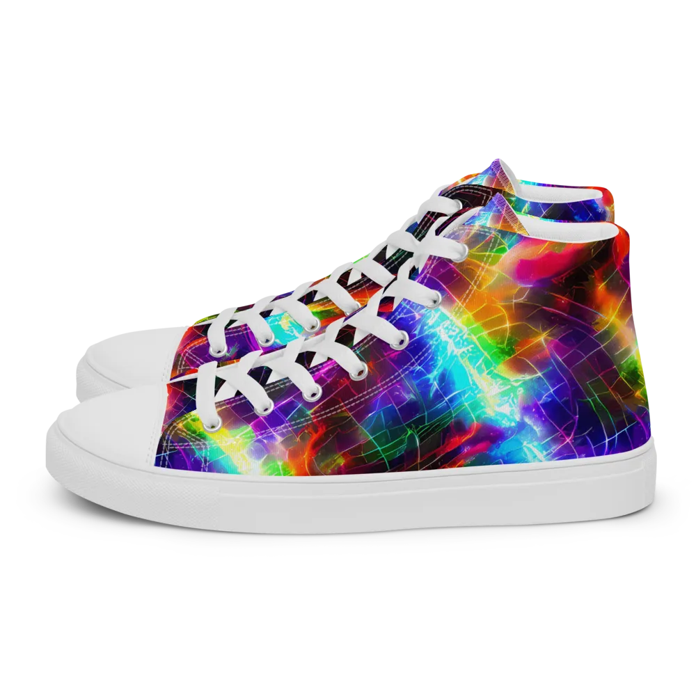 Shattered Spectrum on Men's High Top Canvas Shoes — Left