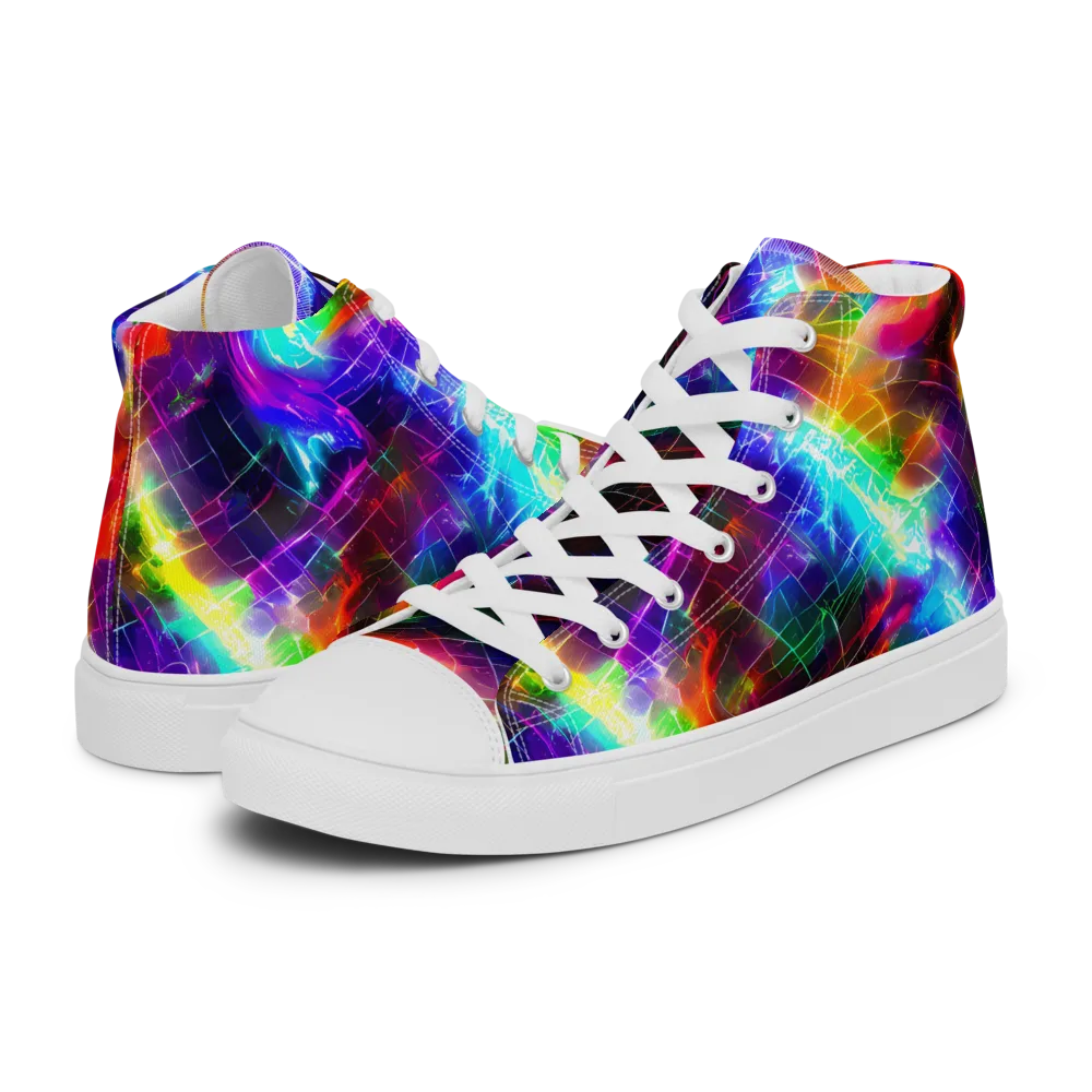 Shattered Spectrum on Men's High Top Canvas Shoes — Left