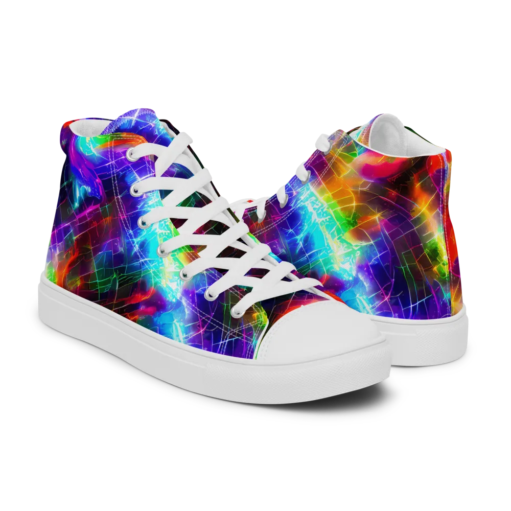 Shattered Spectrum on Men's High Top Canvas Shoes — Right