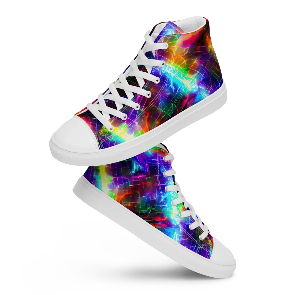 Shattered Spectrum on Men's High Top Canvas Shoes — Front