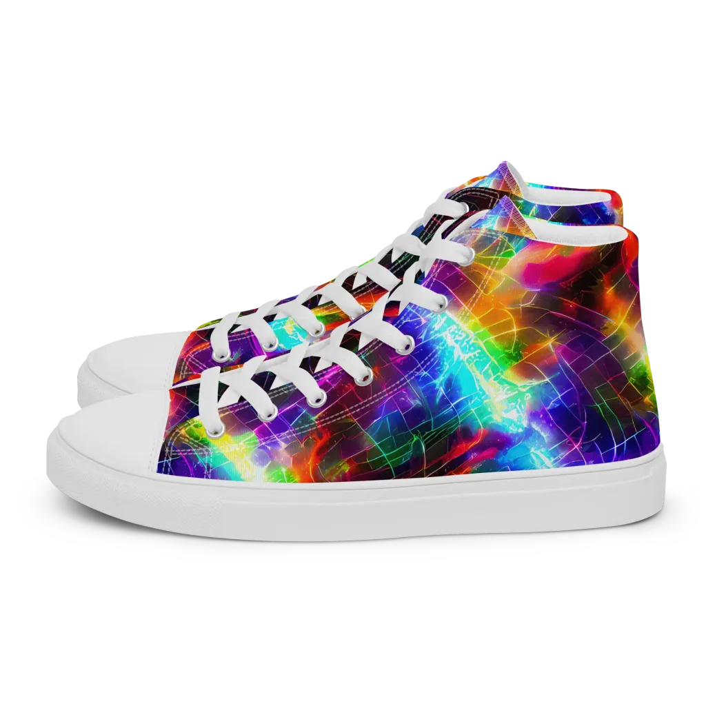 Shattered Spectrum on Women's High Top Canvas Shoes — Left