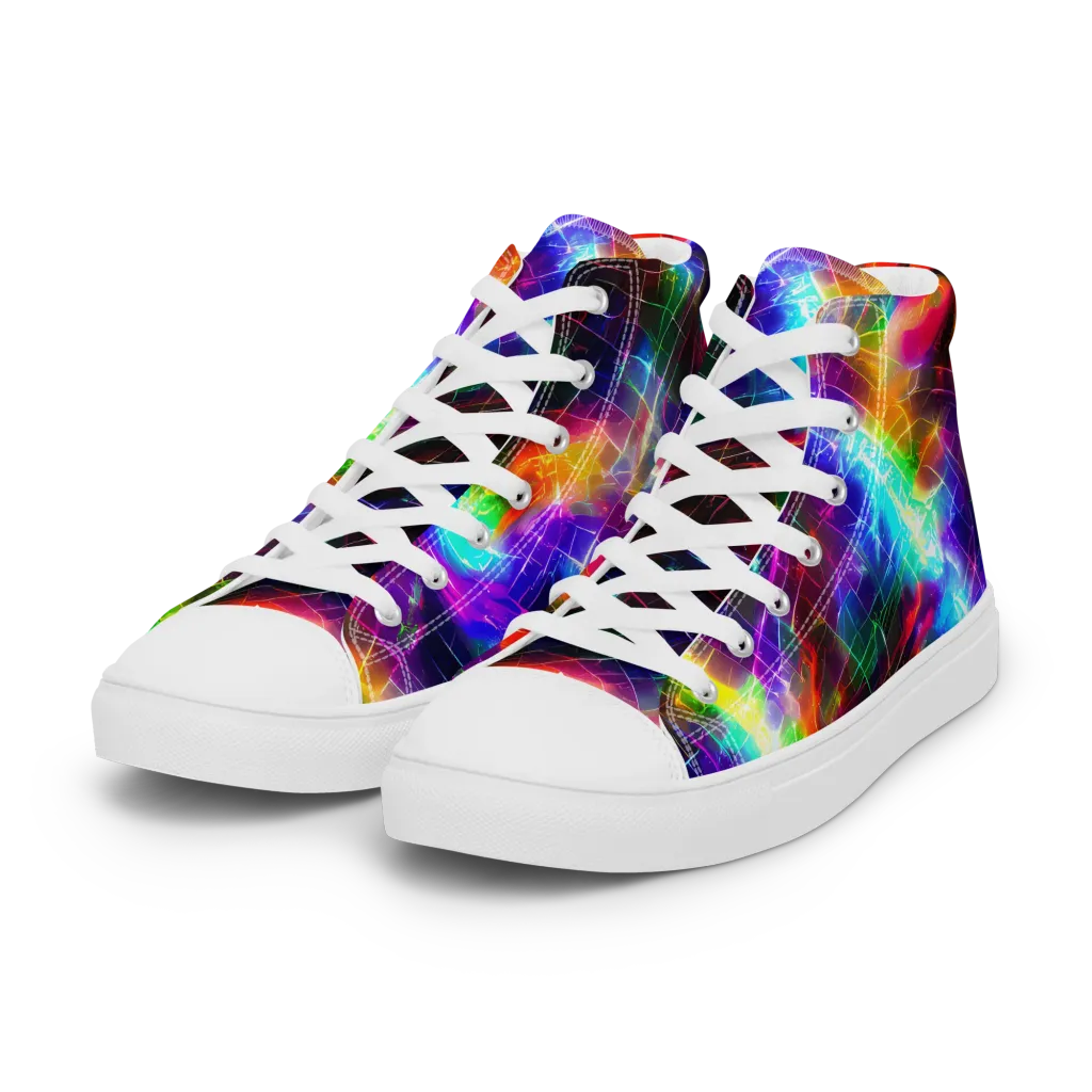 Shattered Spectrum on Women's High Top Canvas Shoes — Left Front